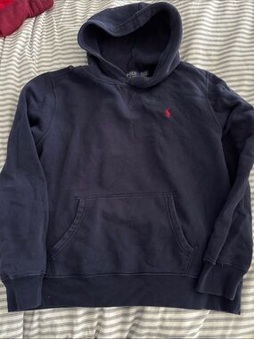 Polo by Ralph Lauren Navy Pullover Hoodie with Red Pony youth size XL 18/20